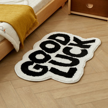 简约字母浴室吸水地垫家用厕所门口脚垫卫生间速干门垫卧室床边毯