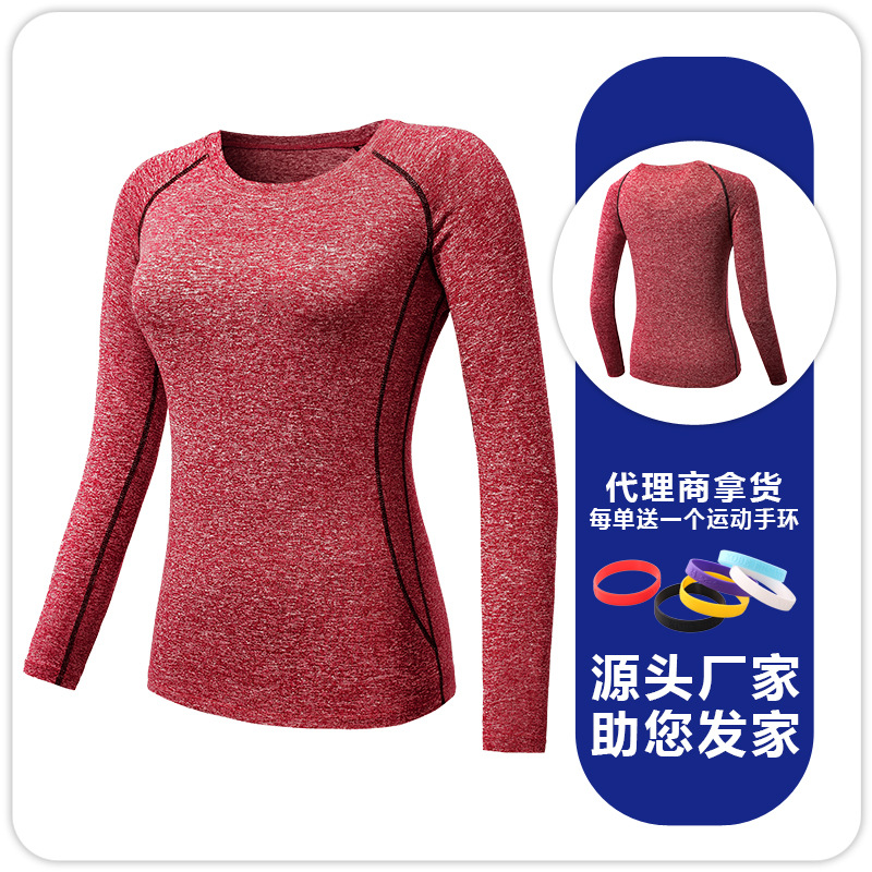 Camiseta Deportiva de Manga Larga para Mujer F8021 Seda de Leche Secado Rápido para Yoga y Running