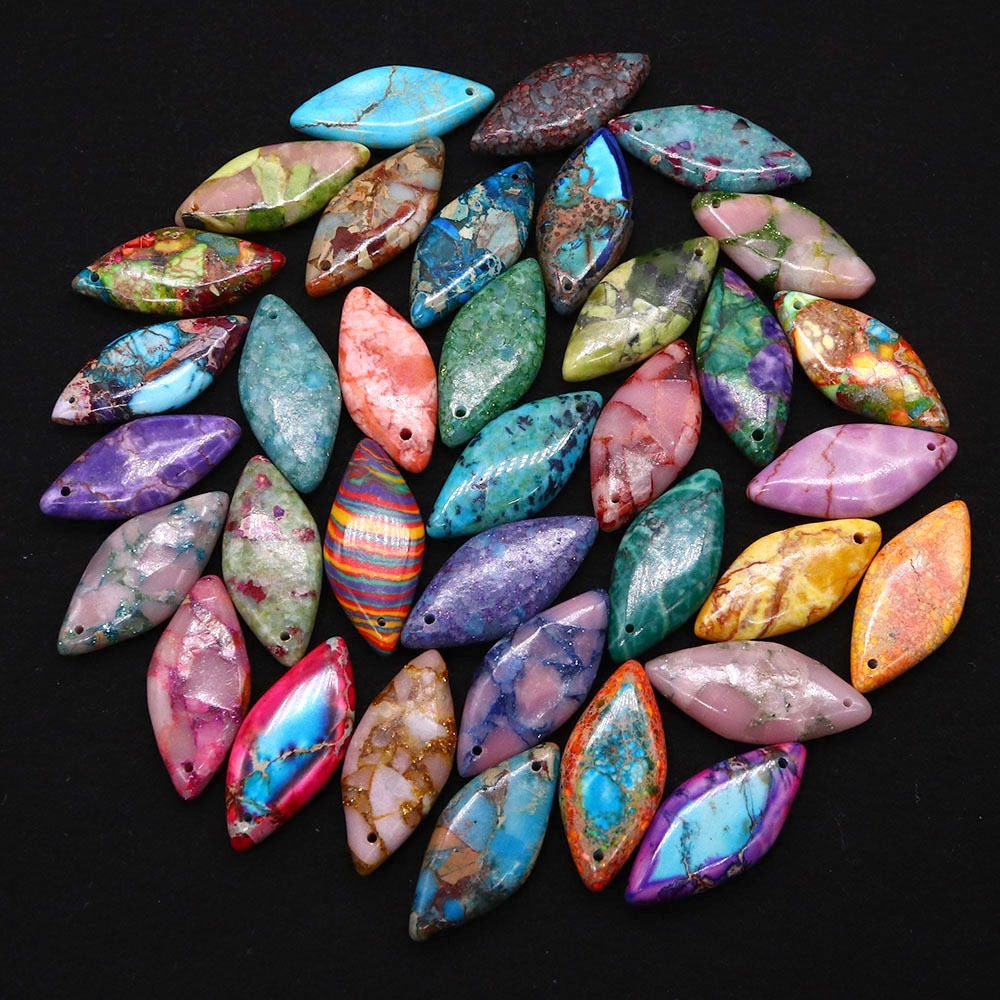Organic synthesized turquoise pendant drop-shaped
