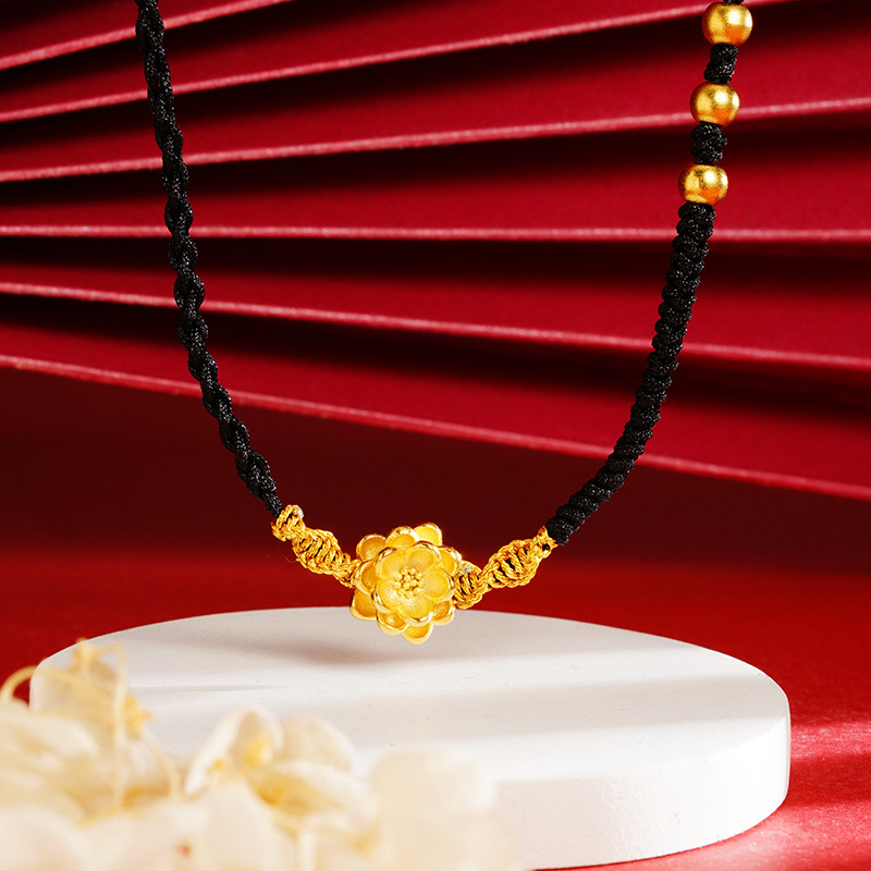 Collar de flores de Oro Negro cuerda ajustable elegante estilo chino todo fósforo collar sala de transmisión en vivo venta al por mayor de fábrica