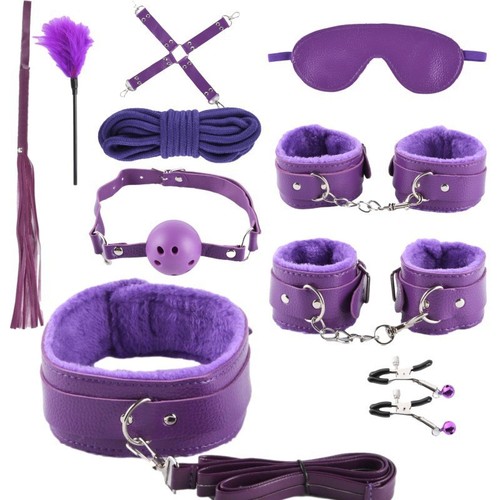Ten-piece female training set, handcuffs, nipple clamps, oral balls, SM10-piece set, adult sex toys, bondage training