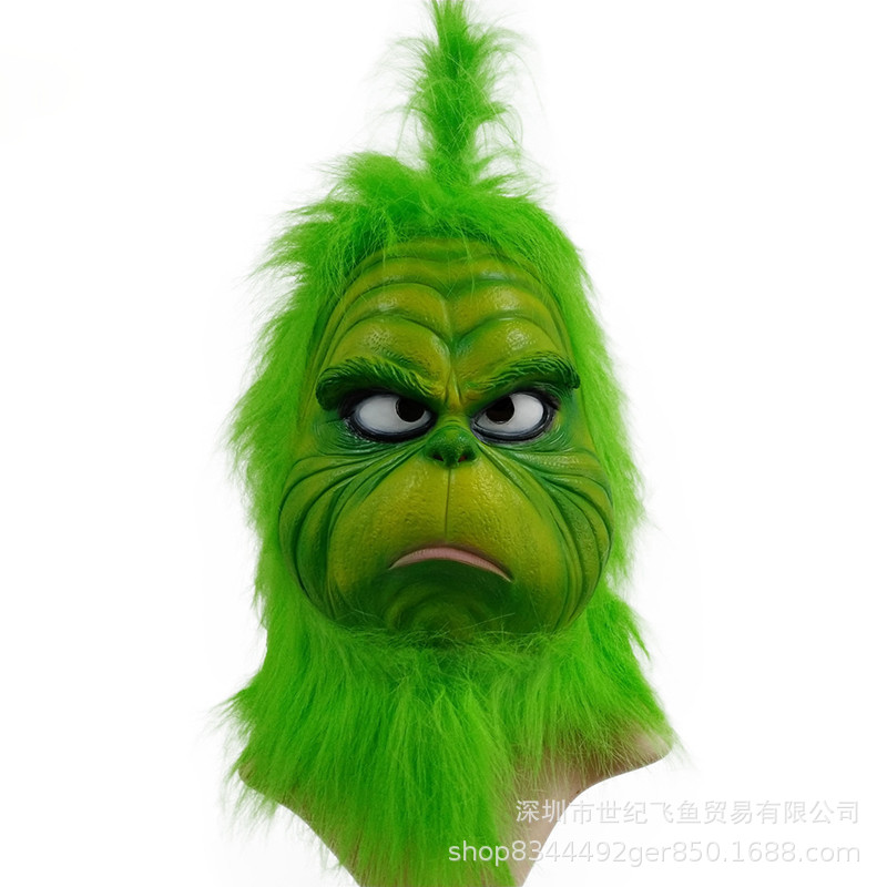 Máscara de Grinch de pelo verde de Halloween