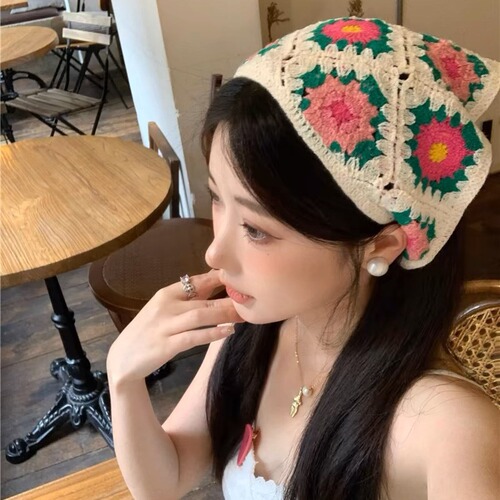 Rustic Knitted Scarf Cable Knit Headband Triangular Cute Simple Versatile Hair Tie Hair Accessory for Women