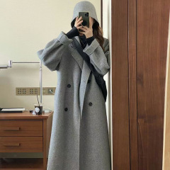 灰色防毛呢大衣女装2025秋冬新款韩版宽松中长款爆款呢子设计外套