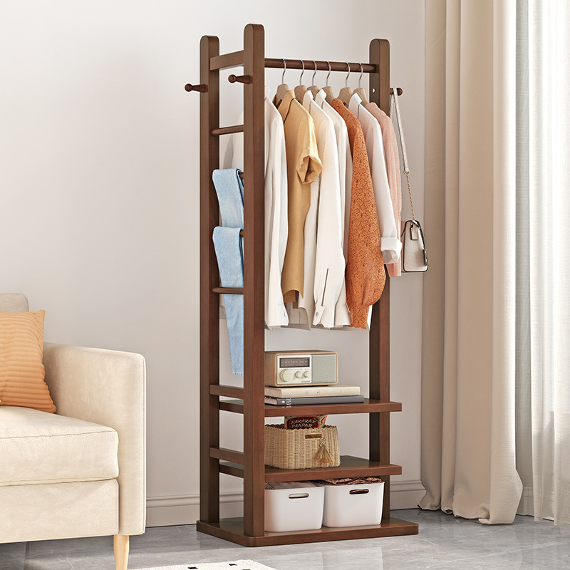 實木衣帽架小型落地臥室掛衣架子辦公室客廳家用室內立式衣服掛架
