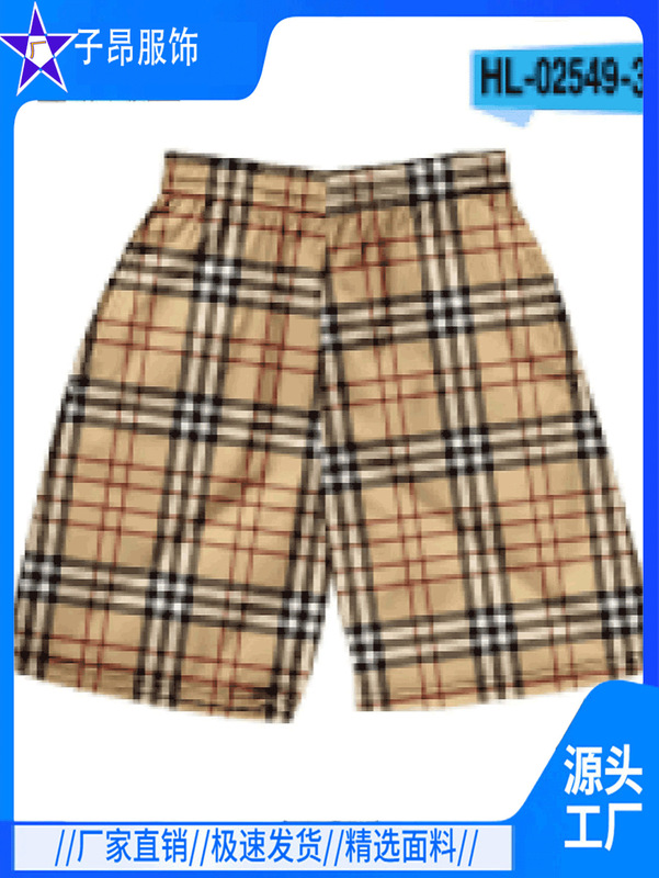 2025 Spring/Summer Men's Hawaiian Plaid Shorts European and American Style Casual Beach Shorts Loose Fit