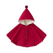 婴儿披风挡风宝宝斗篷外出服红色可爱保暖披肩儿童婴幼儿披风