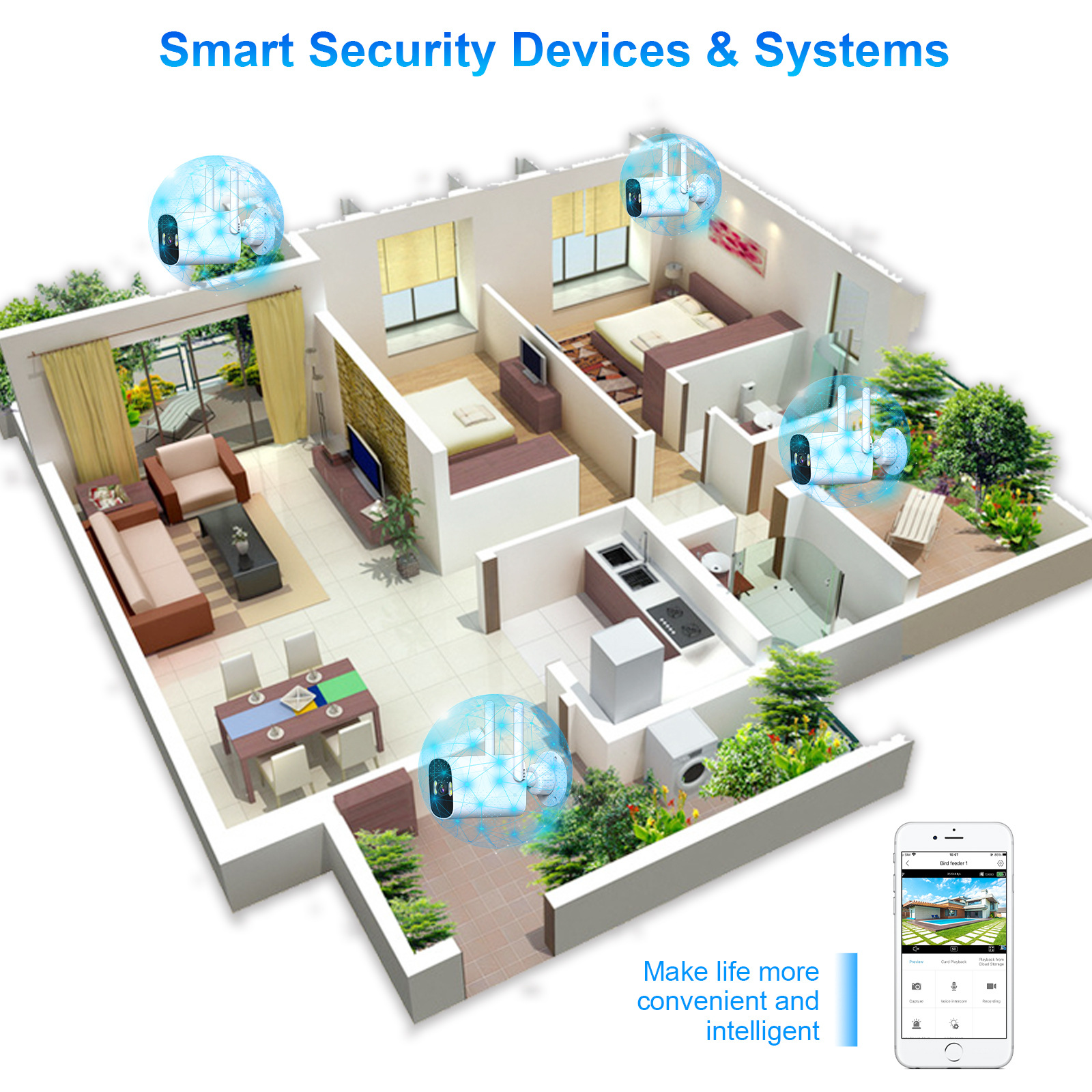 Fábrica de fuente al aire libre inteligente de monitoreo de armas transfronterizas transfronterizas wifi inalámbrico cámara impermeable HD completa