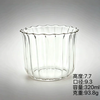 耐高温高硼硅玻璃水杯家用竖纹冰美式拿铁咖啡杯牛奶饮品果汁杯