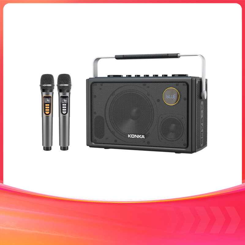 Cross-Border Portable Wireless Bluetooth Speaker with Microphone Square Dance Outdoor Party Party High-Quality Live Broadcast Audio Cross-Border Portable Wireless Bluetooth Speaker with Microphone Square Dance Outdoor Party Party High-Quality Live Broadcast Audio