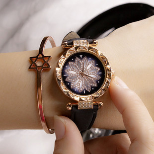 Factory wholesale watch women's watch diamond women's watch casual frosted leather strap quartz watch women's watch⌚Children
