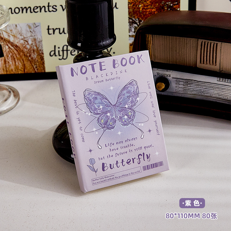 Mini mariposa cuaderno portátil bolsillo pequeño libro de estudiantes palabras casuales libro de chicas a7 cuaderno de notas