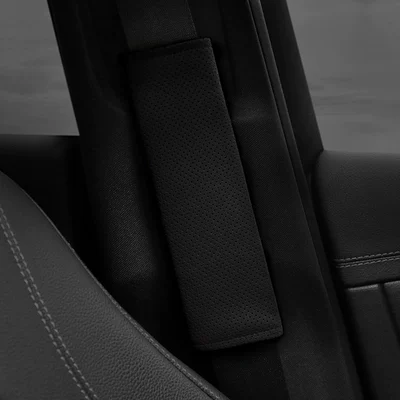 Seat belt shoulder pad Pads, Suede Car Seat - 22cm-distinguished-black-punched-breathable-model-one-pack