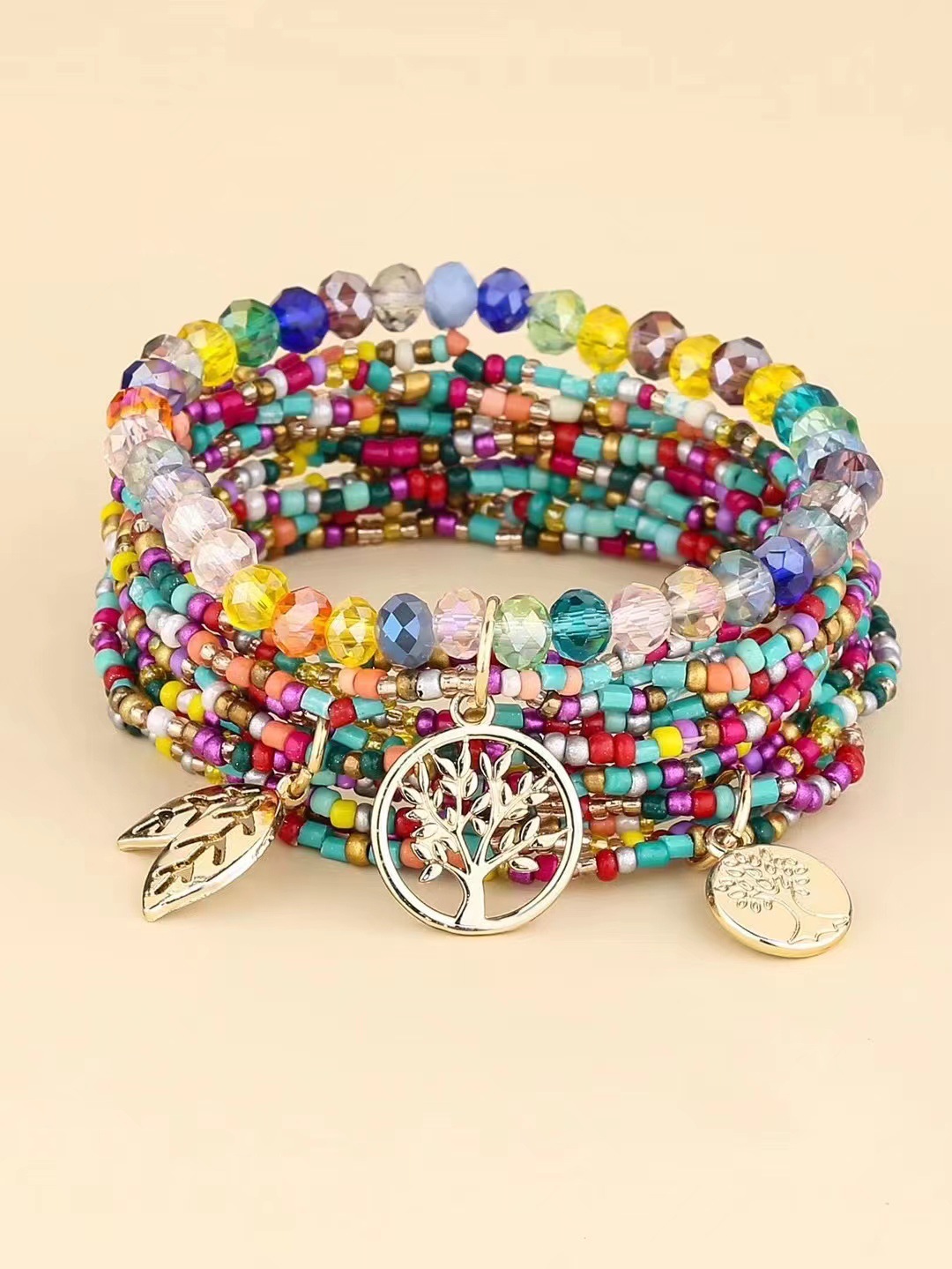 Alloy, Seed Bead Chain Material 1 Piece Quantity Holiday, Daily, Party Occasion Alloy, Seed Bead Material Leaf, Tree Pattern Ethnic Style Leaf Tree Alloy Seed Bead Wholesale Bracelets