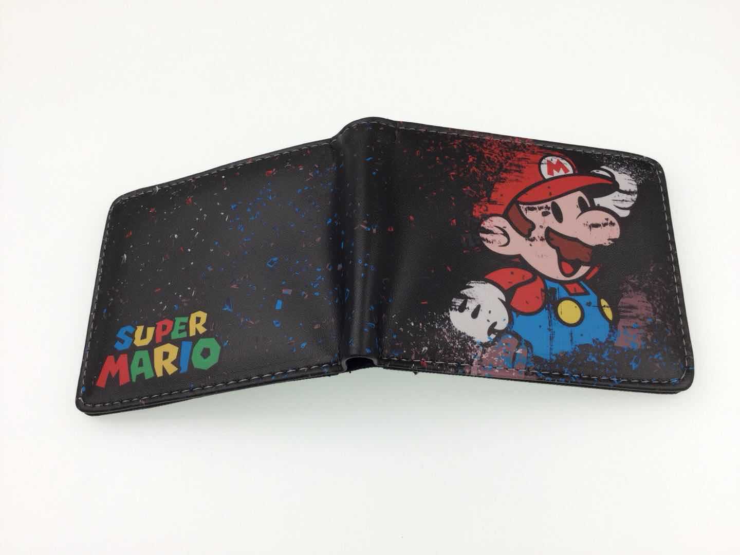 Nuevo Super Mary cartera corta Super Mario estudiante unisex pu cuero Snap cartera