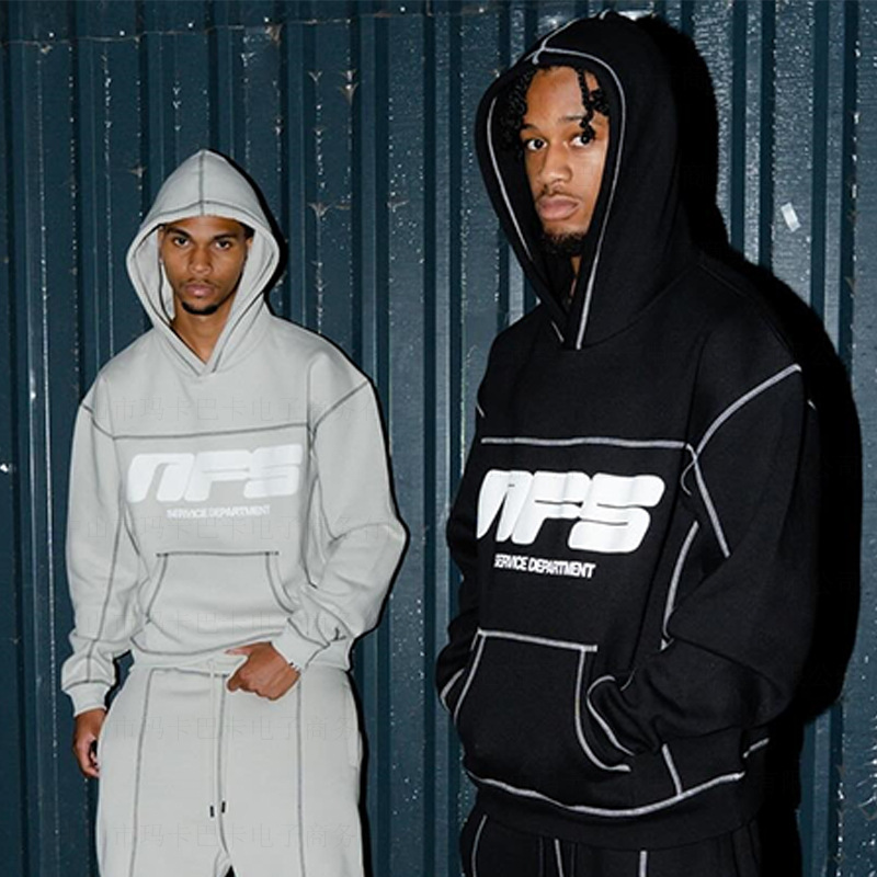 2023 nuevo Otoño e Invierno estilo europeo y americano carta línea de costura estilo de moda calle suéter con capucha