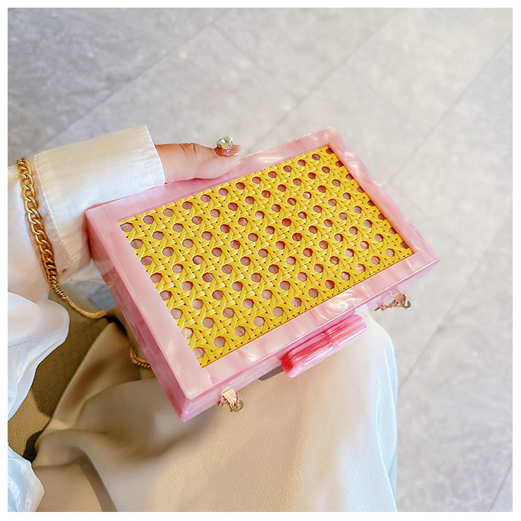 New fashionable green wicker acrylic bag for cross-border foreign trade women, evening bag, single-shoulder crossbody banquet clutch undefined