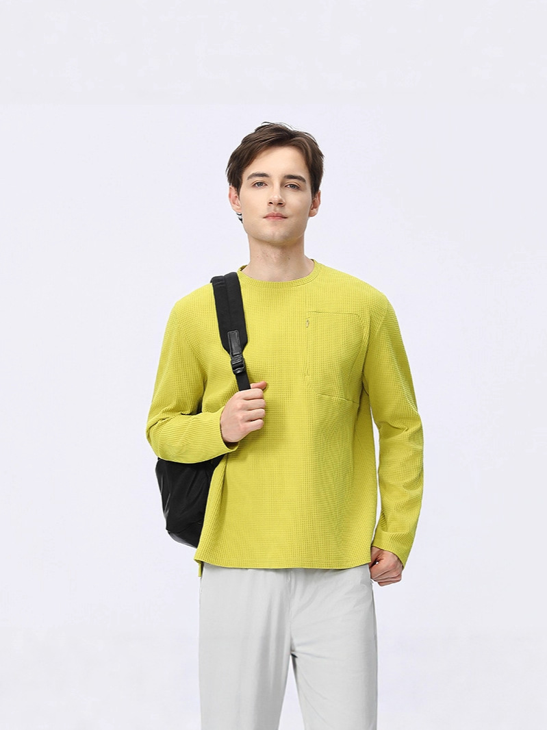 Lulu's Same Moisture-Absorbent and Quick-Drying Sweatshirt Round Neck Urban Work Clothing Breathable Men's Long-Sleeved Spring, Autumn and Winter Outdoor Cycling Sports
