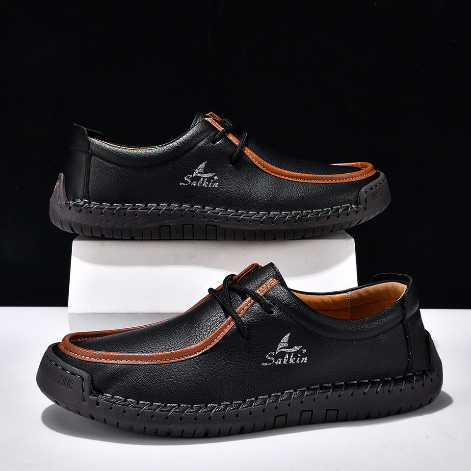 Giày lười unisex cỡ lớn 48, mũi tròn, mặt vải lanh, đế bằng gót thấp, dây buộc phía trước — 2801 Vàng kim, 2801 Xanh lá cây táo, 2801 Xanh đậm, 2801 màu xanh chi tiết 6