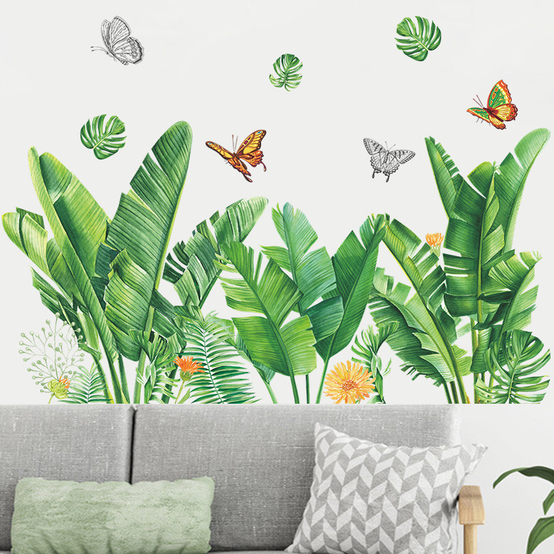 Nihaojewelry Wholesale Fashion Tropical Plant Turtle Leaf Butterfly Flower Bedroom Wall Sticker display picture 2