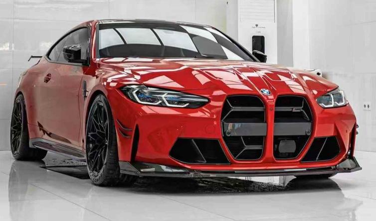 Bmw M3 M4 G80 G82 Modified with Dry Carbon Fiber Mp-Style Small Body Kit, Including Front Lip, Grille, and Rear Wing