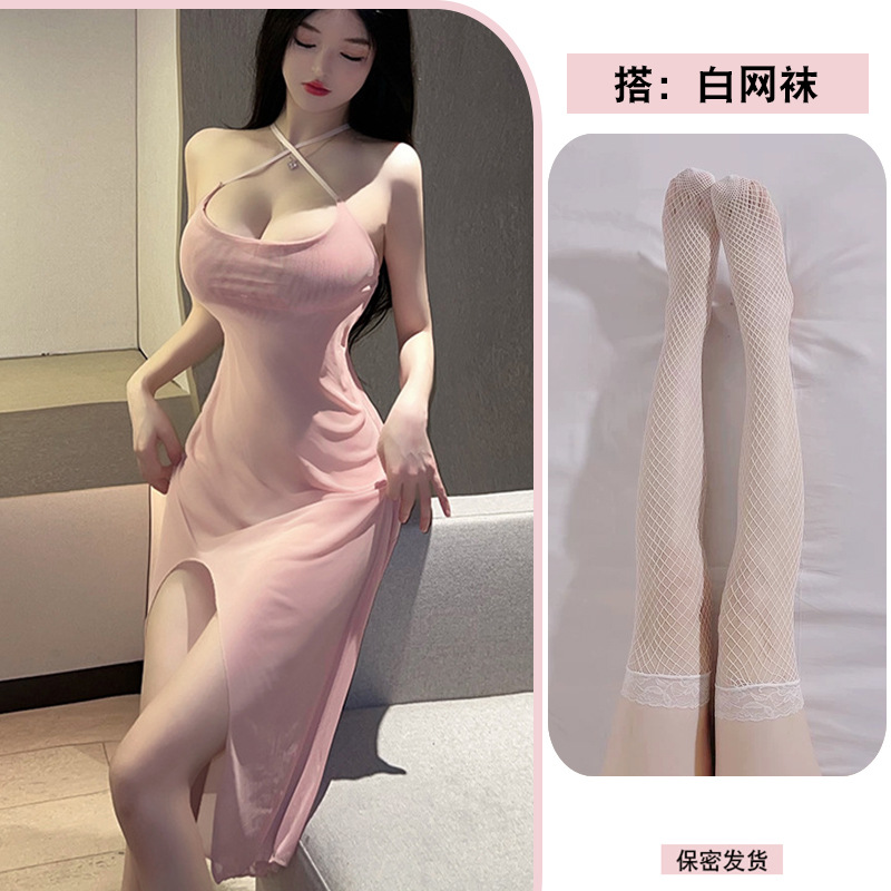 피부색 + 흰색 망사 스타킹