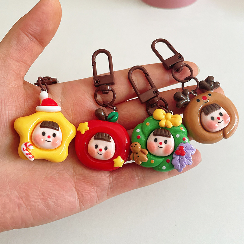 Cartoon Multi-sister Christmas Keychain Pendant Cute Girl Backpack Hanging Accessories Student Girlfriend Christmas Gift
