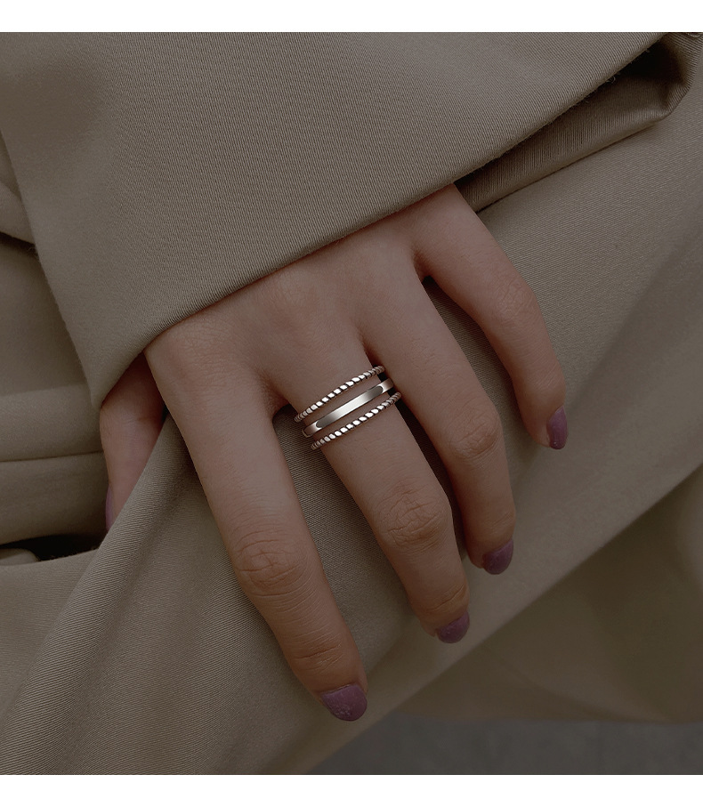 Minimalistisk tre-lags sunrise ring til damer åben model_voghion.com