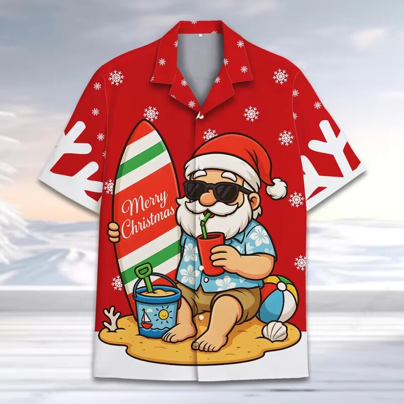 Wholesale funny Santa Claus Hawaiian shirts for men, Christmas funny shirts, available for purchase starting from one piece Wholesale funny Santa Claus Hawaiian shirts for men, Christmas funny shirts, available for purchase starting from one piece