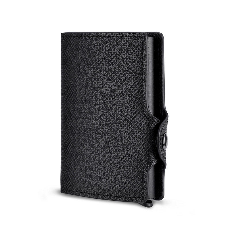 Cepillo antirrobo Caja de aluminio con tarjeta elástica automática Carpeta de tarjeta bancaria RFID para hombres Caja de tarjeta emergente de metal Carpeta para tarjetas de visita