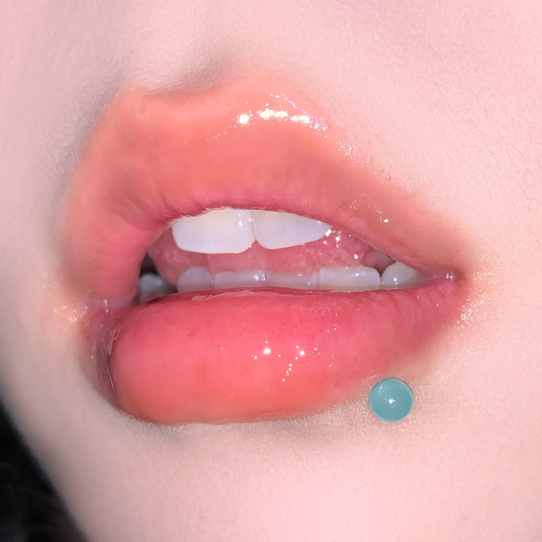 Labret piercing jewelry detail image