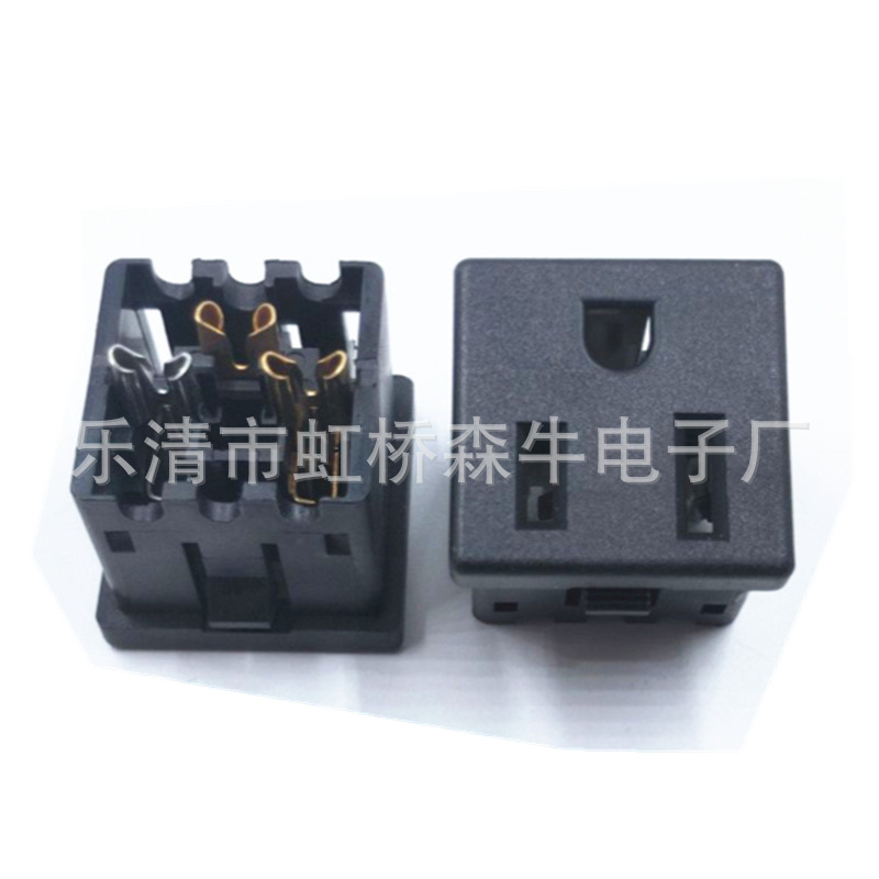 AC电源插座美标座方形三孔卡式密封机箱插座RF-6002