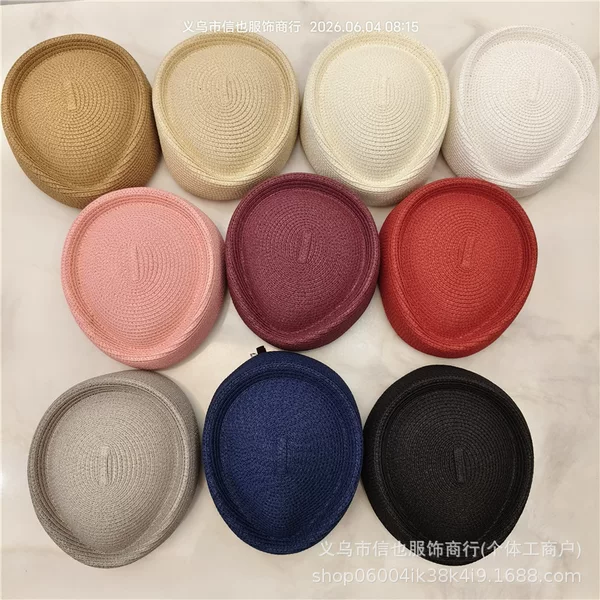2026 Summer Cross-Border Beret, Flight Attendant Hat, Straw Sun Hat, Hui Ethnic Headgear, Artistic Painter Hat, Beret Hat
