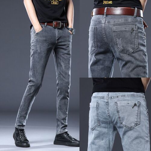 Summer 2020 Popular Elastic Men's Jeans Korean Style Fashion Trend Brand Mini Straight Pants Direct Sale