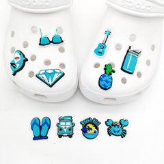 VSCO blue small fresh DIY hole shoes shoe flower PVC soft rubber croc decorative buckle