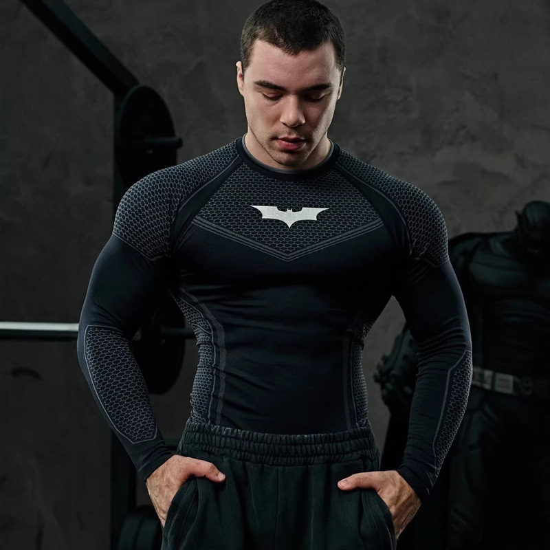 Youngla New American-Style Men's Tight-Fitting T-Shirt for Joggers, Sports, Fitness, Running Training, Quick-Drying Printed Long Sleeves Youngla New American-Style Men's Tight-Fitting T-Shirt for Joggers, Sports, Fitness, Running Training, Quick-Drying Printed Long Sleeves