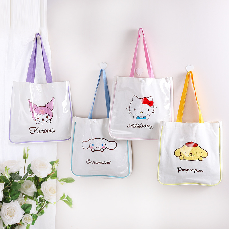 新款可爱卡通刺绣公仔图帆布包外出休闲日系单肩包补习袋