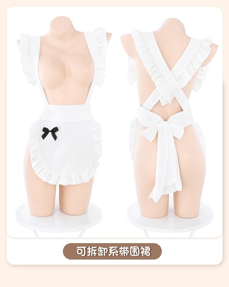 Feimu One-Shoulder Strapless High-Slit Maid Outfit with Apron and Headband — detail image 24