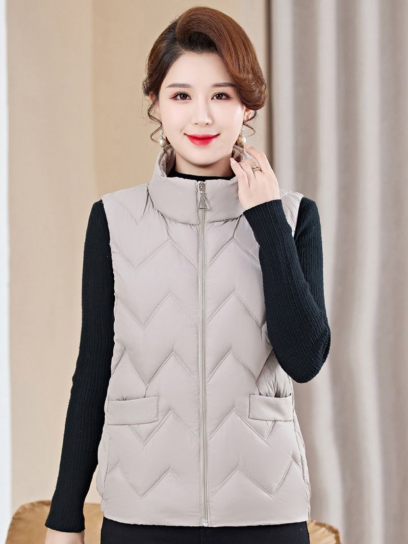 2026 Winter New Style Down Cotton Vest for Plus Size, Stand Collar, Cotton Sleeveless Top for Middle-Aged and Elderly Women