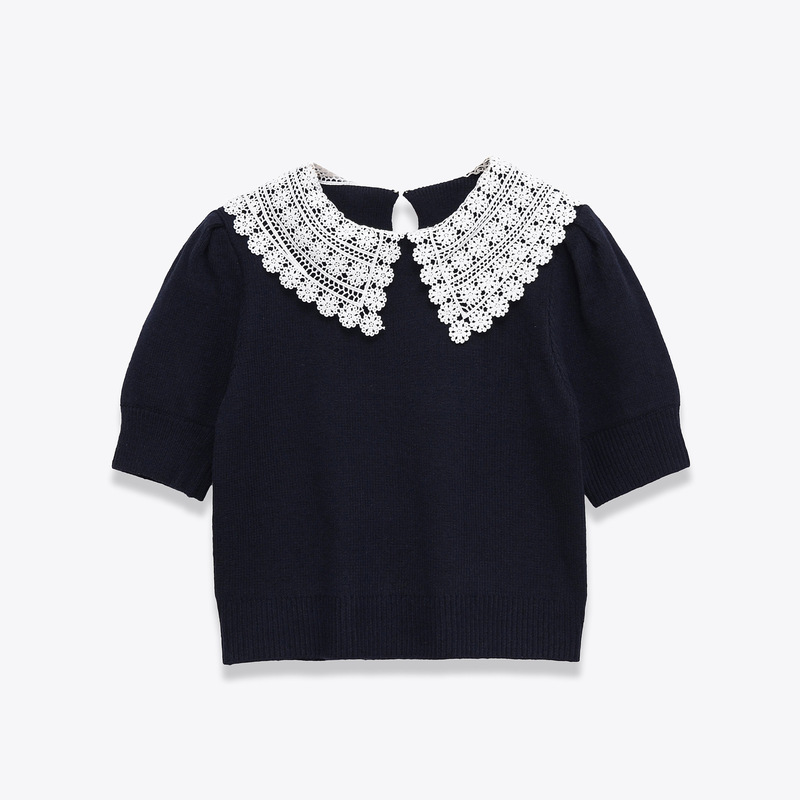 Z Cross-Border European and American Style 2025 New Fashion Elegant Women's Wholesale Flip Collar Crochet Lace Knitwear 2142220 Z Cross-Border European and American Style 2025 New Fashion Elegant Women's Wholesale Flip Collar Crochet Lace Knitwear 2142220
