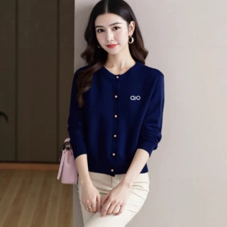 刺绣针织开衫外套女上衣春秋韩系新款开衫毛衣女百搭外套长袖上衣