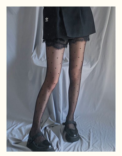 Black stockings women's summer thin trendy Internet celebrity ins dark style JK bottoming socks jacquard stockings pantyhose