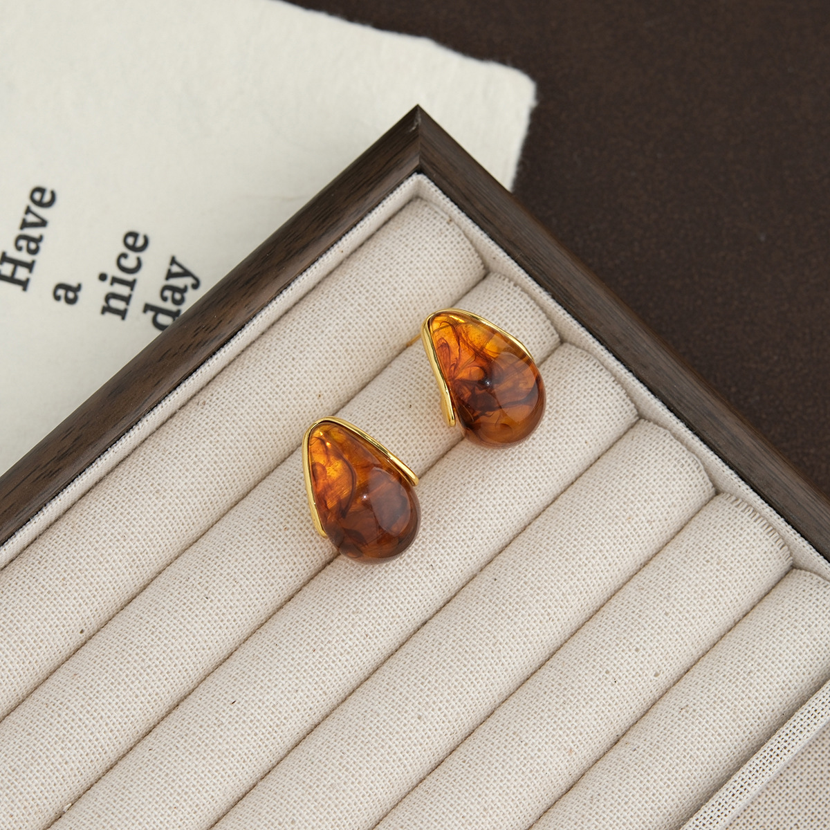 6g Weight Steel needle Ear Needle Material Ear Studs Classification 1 Pair Quantity Weekend, Lawn Occasion Plastic, Resin Material Geometric Pattern Women's Gender Simple Style, Classic Style Style Retro Amber Resin Earrings Hong Kong Style Fashion Design Luxury Feelings Geometric Pattern 925 Silver Ear Studs Women Jewelry 9