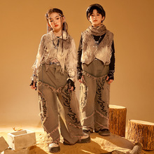 街舞儿童潮服男童嘻哈废土风衬衫少儿hiphop炸街女童爵士舞演出服