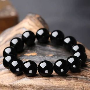 Black simple atmosphere imitation agate obsidian crystal bracelet chain for men and women to send girlfriends student day gift