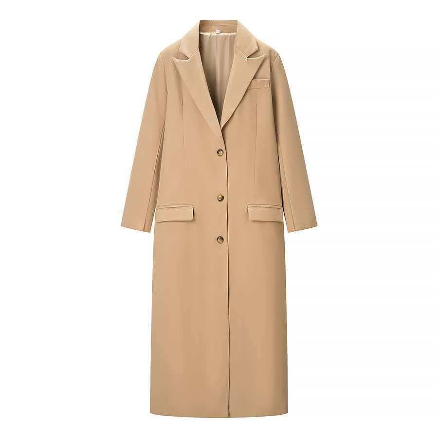 fashionable elegant autumn khaki long classic suit jacket