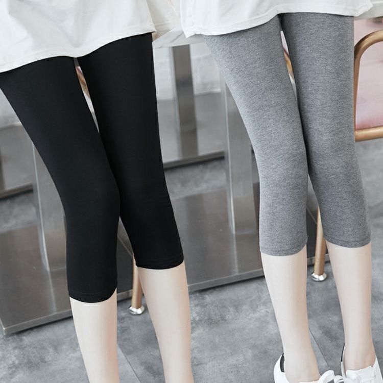 Women's thin, anti-peek, high-waisted, stretchy, slimming, mid-length leggings for outerwear Women's thin, anti-peek, high-waisted, stretchy, slimming, mid-length leggings for outerwear