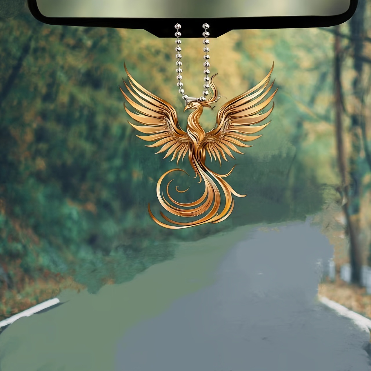 Nuevos productos transfronterizos de oro Phoenix acrílico accesorios de automóviles de moda mochila colgante colgante llavero colgante