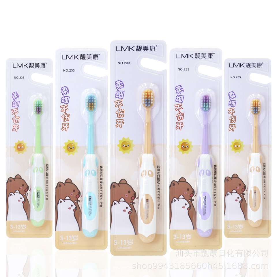 New children's toothbrush soft hair wholesale cartoon silicone handle baby toothbrush ten thousand hair baby toothbrush independent packaging