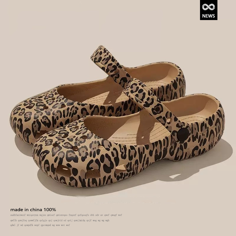 Clogs Original Replica Leopard Print Ballet Clogs Eva Summer New Style for Girls Comfortable Outdoor Beach Sandals